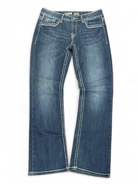 Y2K Warehouse One Faded Embroidered Mid Rise Bootcut Jeans